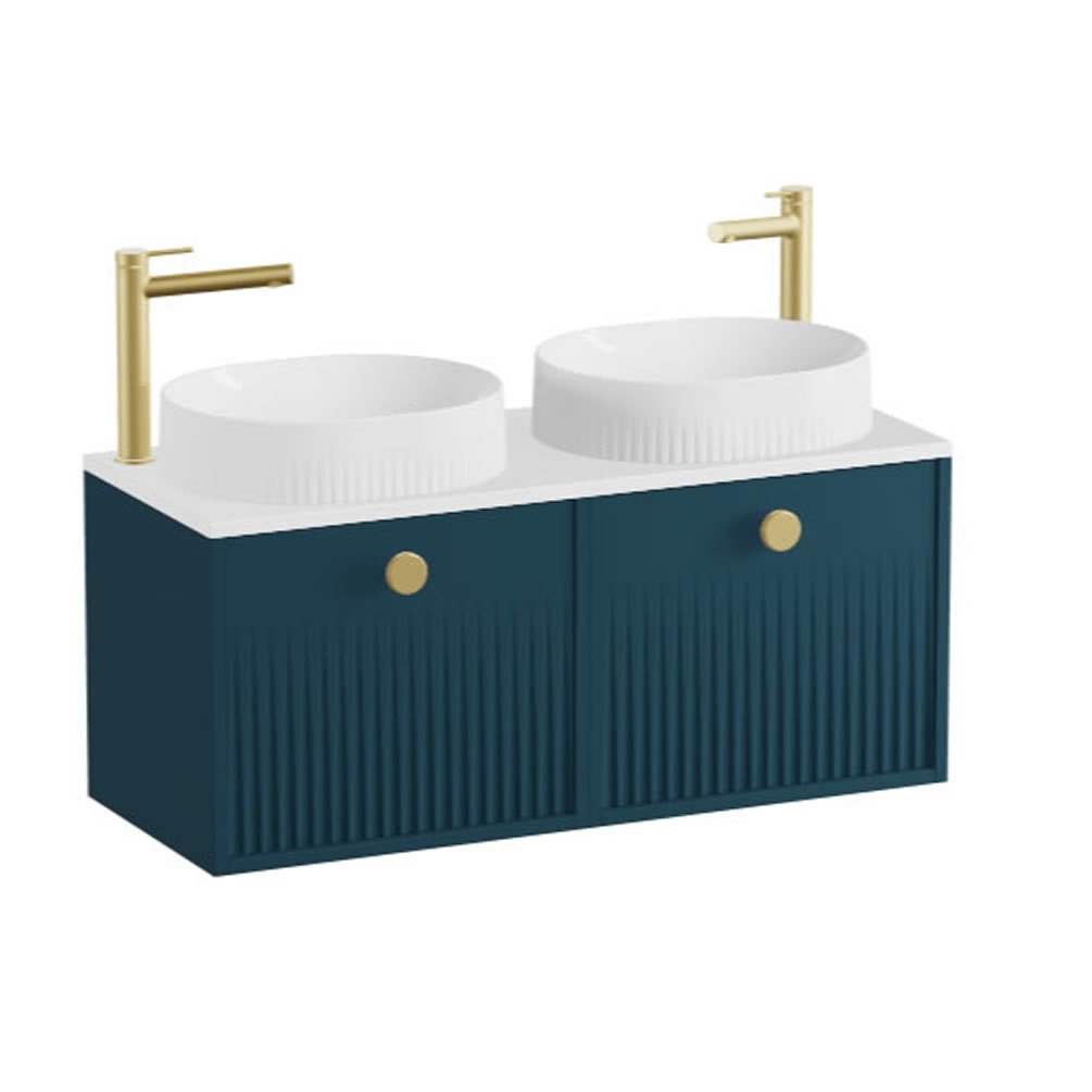 Vado Safari Fluted 1000mm Atlantic Blue Wall Hung Vanity Unit & Gloss Worktop